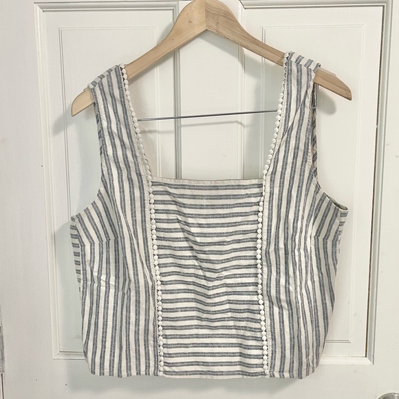 Marine Layer Stella Stripe Top Blouse Size XL Hemp Tencel Summer Lightweight - Picture 5 of 12